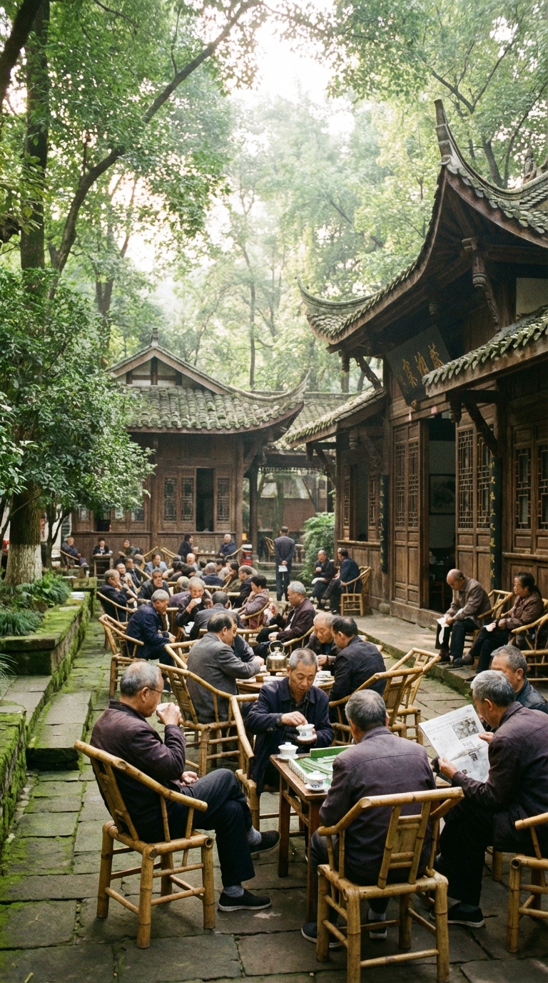 Traditional tea house in Chengdu People's Park