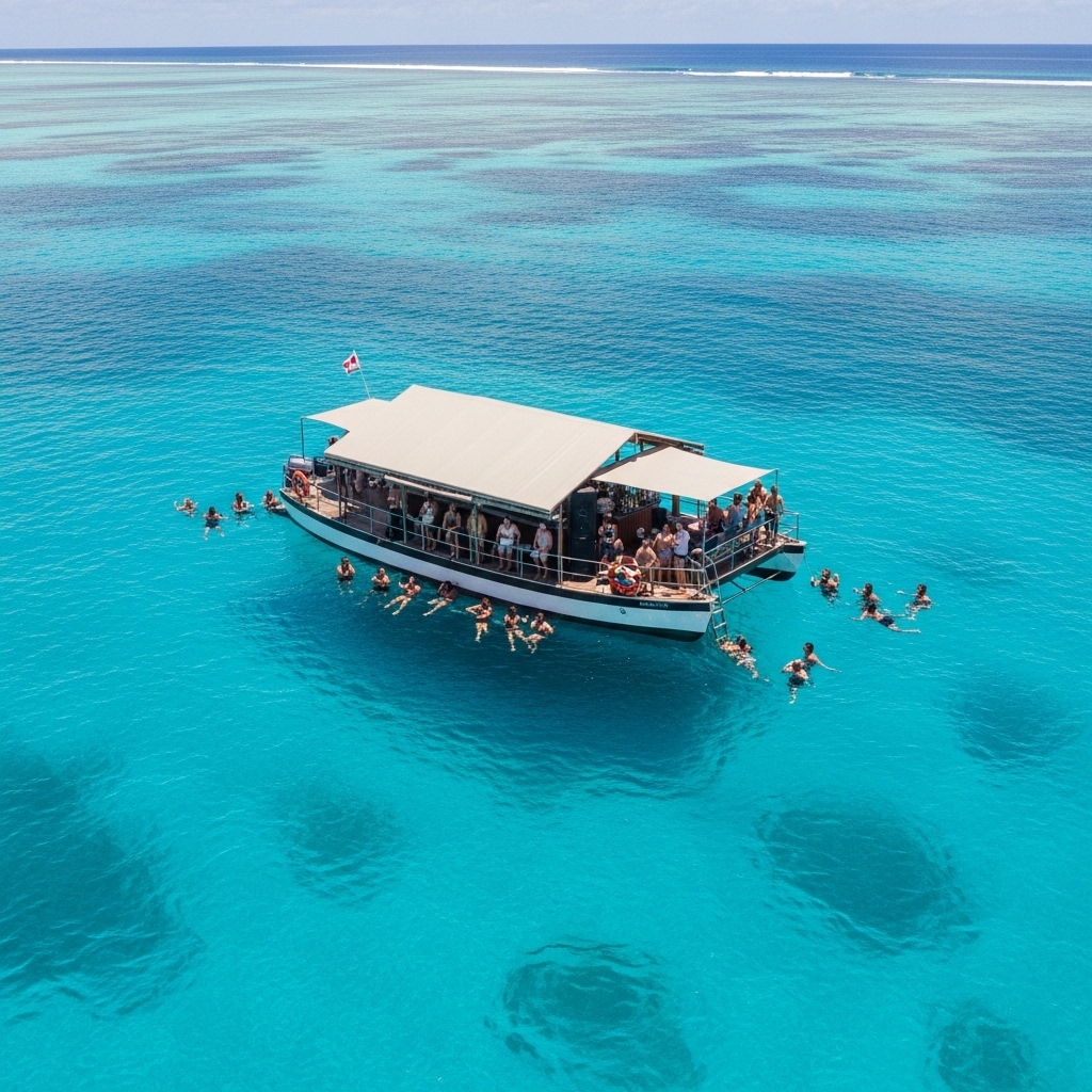 Fiji islands white sand beach and tropical lagoon