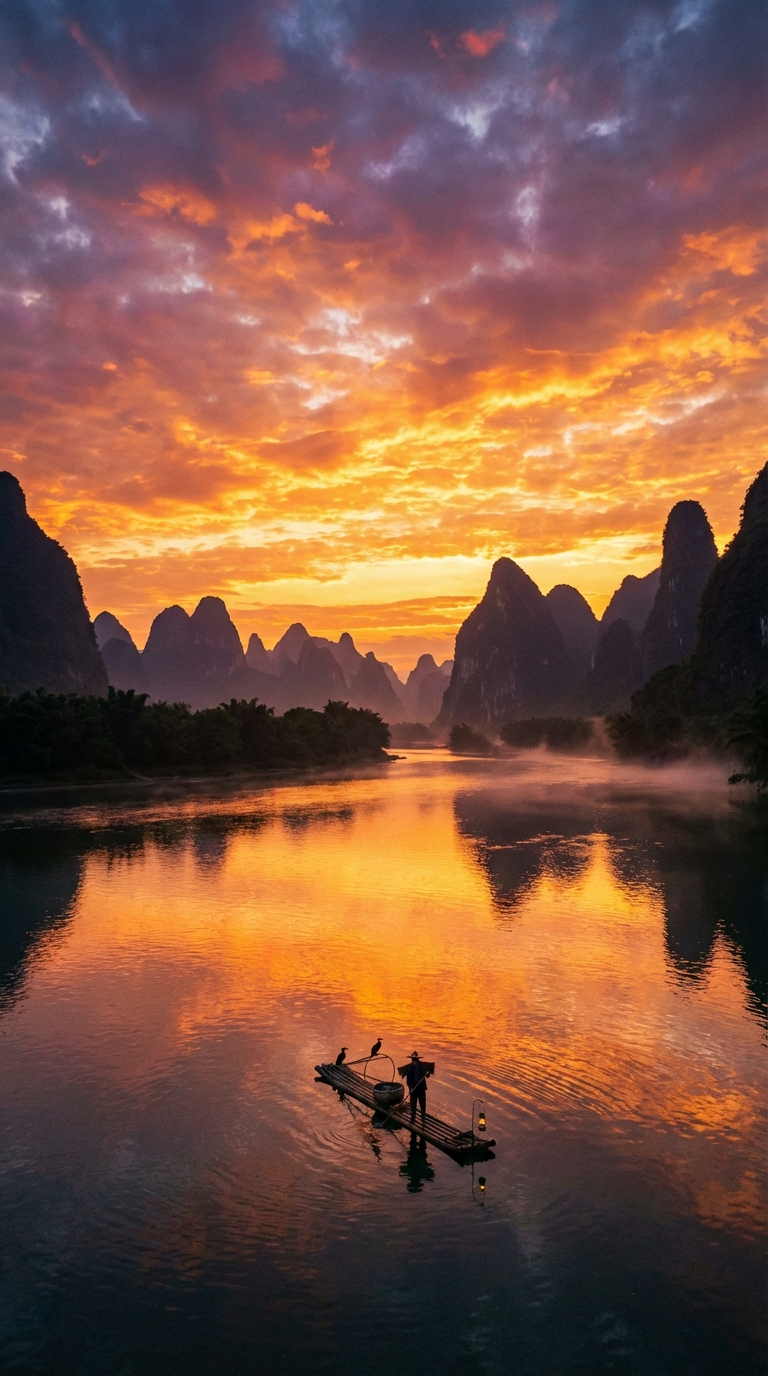 Sunset over Yangshuo (River Bend View)