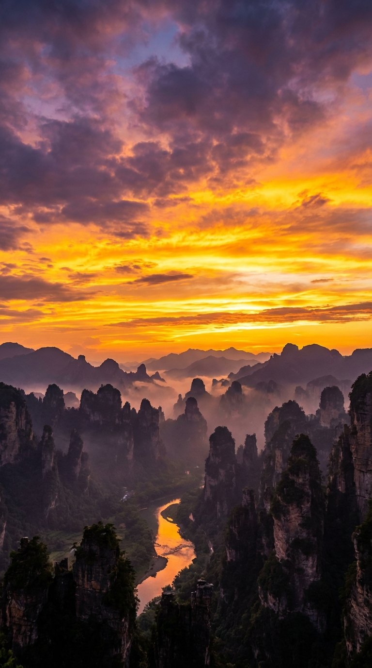 Sunset over the Peaks (Dramatic Finale)