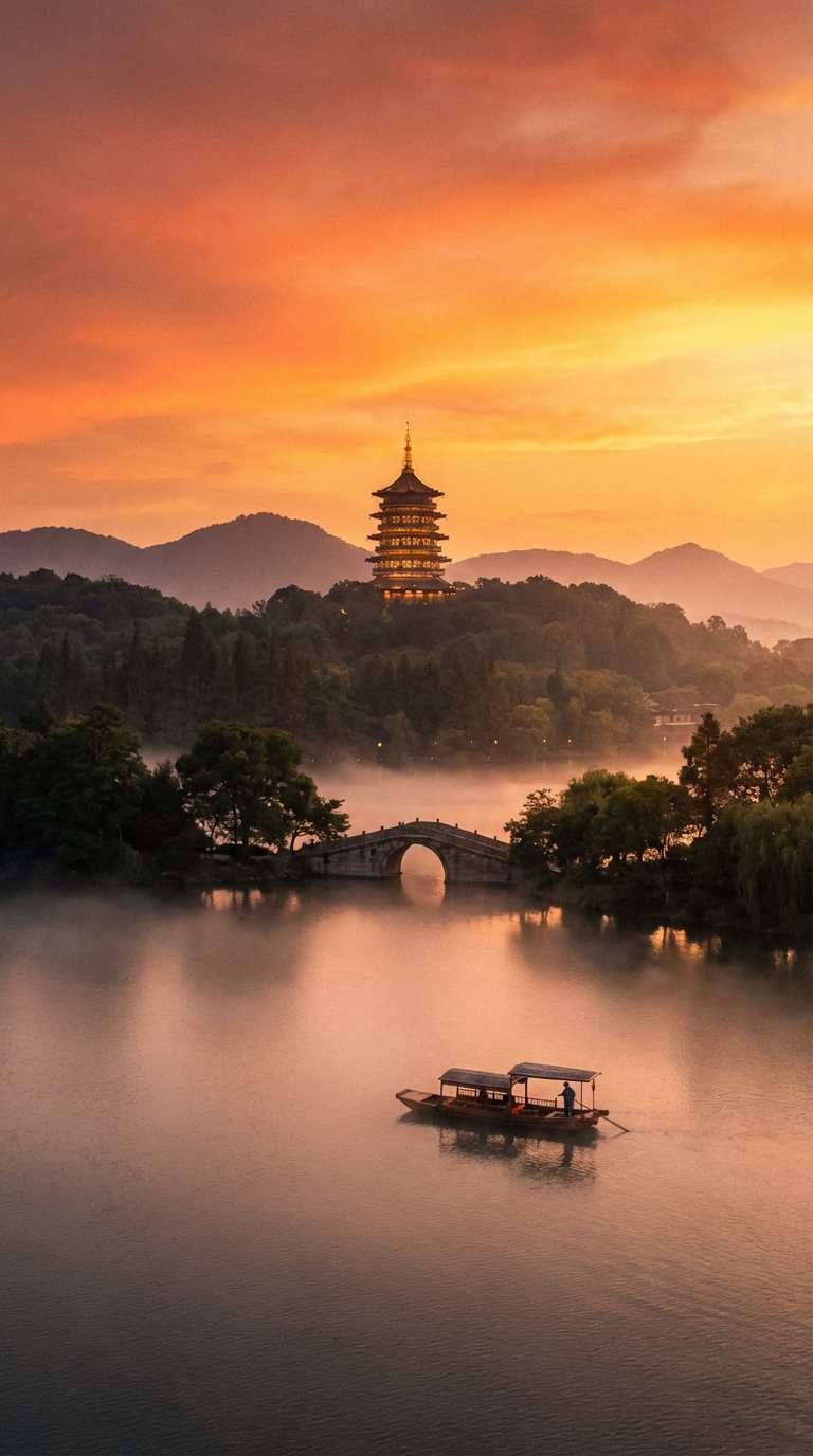Sunset over West Lake (The Most Iconic View)